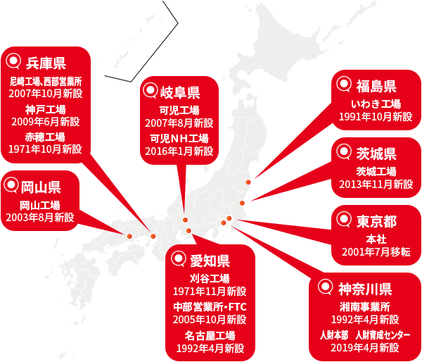 国内拠点の所在地マップ