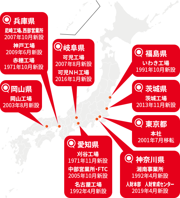 国内拠点の所在地マップ